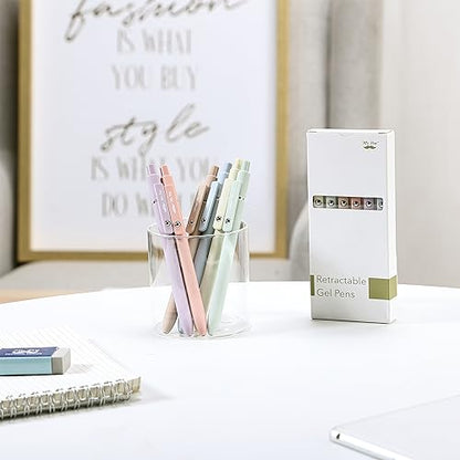 Mr. Pen- Retractable Gel Pens, 6 Pack, Pastel Barrels, Black Ink, Fast Dry | Fine Point 0.5mm, Cute Aesthetic for Journaling - color: Pastel Barrels