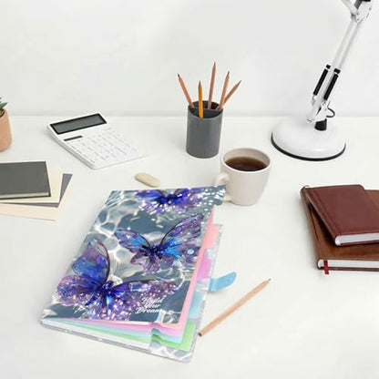 Cute Expanding File Folder - 5 Pockets Accordion Document Organizer, Waterproof Poly Plastic, A4/Letter Size for School Office Home - Butterfly Purple - style: Butterfly Purple