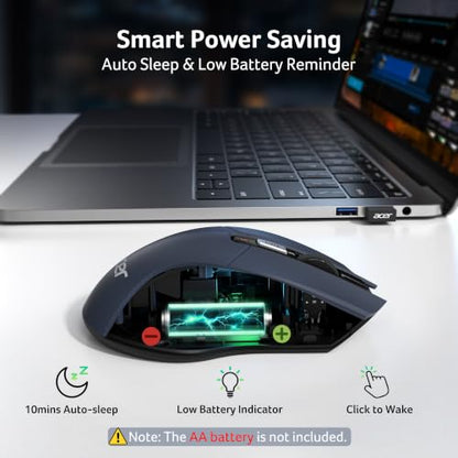 Acer Wireless Mouse for Laptop, 2.4GHz Computer Mouse 5 Adjustable 4000 DPI | Office Cordless USB Mice with USBA Receiver, 6 Buttons, Medium to Large Sized Hands Compatible with PC, Laptop, Desktop