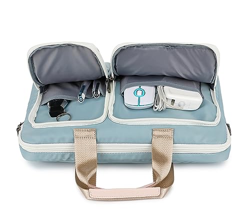 360 Protective Multi-Pockets Laptop Shoulder Bag Sleeve Case, Briefcase for 15.6 & 16 Inch Laptops (Light Blue) - color: Light Blue, size: 15 inch-15.6 inch