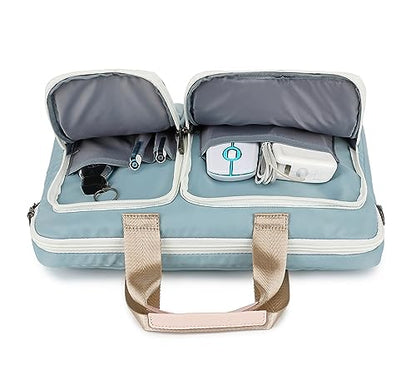 360 Protective Multi-Pockets Laptop Shoulder Bag Sleeve Case, Briefcase for 15.6 & 16 Inch Laptops (Light Blue) - color: Light Blue, size: 15 inch-15.6 inch