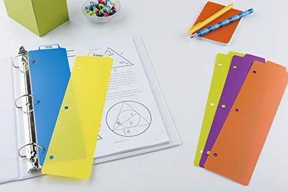 Avery Snap-in Bookmark Plastic Dividers for 3 Ring Binders, 5-Tab Set, Multicolor with White Labels, 1 Set (24908) - style: 1 Set