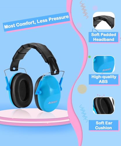 ZOHAN Kids Noise Cancelling Headphones - 25dB NRR Kids Ear Protection 2 Pack, Hearing Protection Safety Ear Muffs for School Monster Truck Fireworks Travel Studying Concerts Autism, Blue and Pink - color: 2pack - Blue+pink2.0