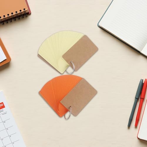 DOITOOL 5Pcs Portable Blank Flashcards with Binder Rings Pre Punched Notecards for Studying Lightweight Memory Cards for Easy Carrying