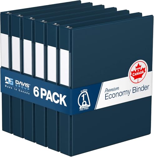 Premium Economy 6-Pack 3-Ring Binders for School or Office, D-Ring Binders, 1 Inch, Navy Blue - color: Navy Blue, size: 1 Inch