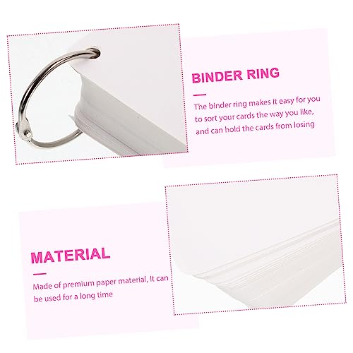Index Cards Blank Flash Cards for Studying Diy Note Pads Pre Punched Metal Binder Rings - size: 9.8X9.8X0.01CM