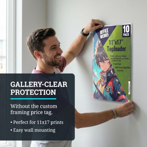 Performore 11" x 17" Heavy Duty Rigid Print Crystal-Clear Protectors Sheet Toploader Frame - Hold, Protect, Store, Display Photographs, Prints, Documents, and Page Protectors (10 Pack) - style: 10-Pack