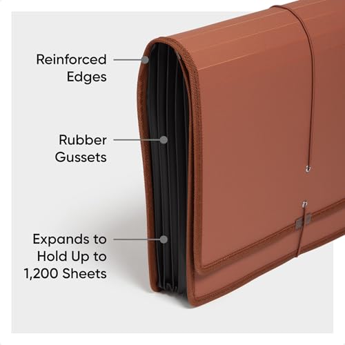 Smead Tuff Premium Poly Wallet, Accordion File Organizer for File Folders, Letter Size, 5-1/4 inch Expansion, Office Supplies, Document Organizer (73788) - size: Letter, style: Redrope