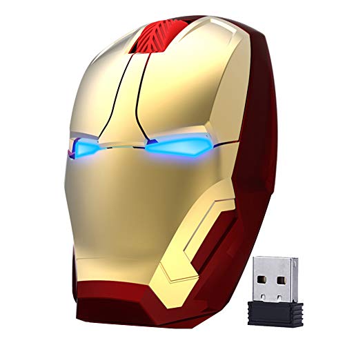 Wireless Iron Man Mouse 2.4G Optical Computer Mouse for Desktop Laptop PC Mac (Gold) - color: Gold