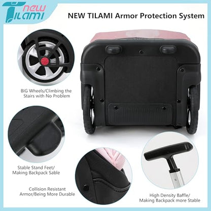 NEW TILAMI 19 inch Rolling Backpack Teens Rolling Backpack Cute Wheeled Laptop Backpack Bookbag Roller Travel Bag College, Flower Fairy (No USB interface) - color: Pink Flower Fairy