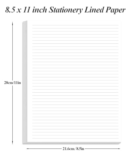 Unpunched Line Paper - 100 Sheets/200 Pages Loose Leaf Paper Line Refills, Letter Size, 100gsm, White, 8.5" x 11" - size: 100 Sheets, style: Unpunched