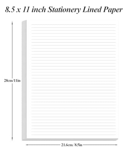 Unpunched Line Paper - 100 Sheets/200 Pages Loose Leaf Paper Line Refills, Letter Size, 100gsm, White, 8.5" x 11" - size: 100 Sheets, style: Unpunched