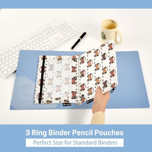 Panda Pencil Pouches for 3 Ring Binder, Zipper Binder Pencil Case, 2 Pack Clear Window Case Bag for Office Organizers - color: Panda