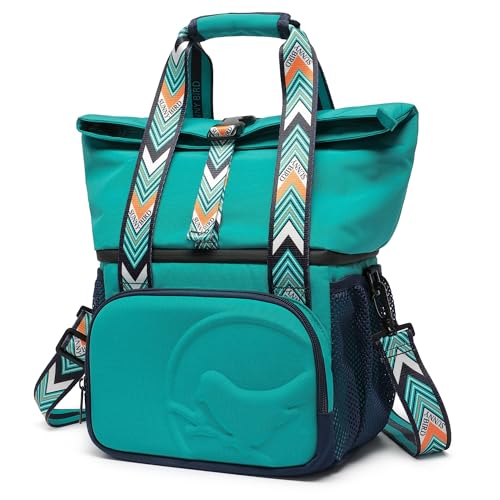 SUNNY BIRD Dual Compartment Lunch Bag Insulated Lunch Box for Women and Men (Turquoise Green) - color: Turquoise Green