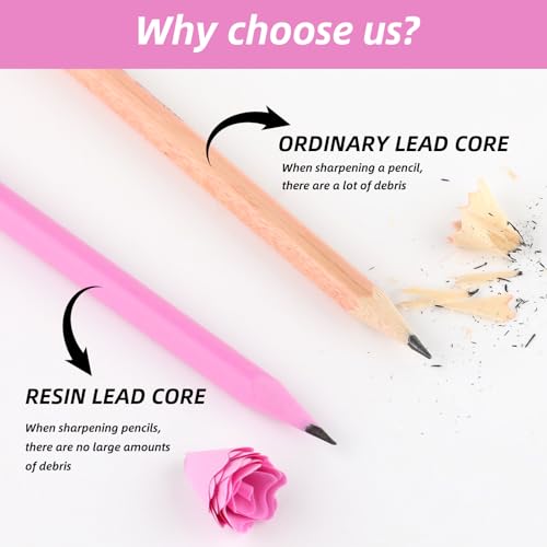 24 Pcs Rose Red Triangular Grip HB Graphite Pencils with Erasers and Sharpener,Wooden Cased Pencils for Kids,Cute School Supplies for Classroom,Teacher Supplies,Drawing,Sketching,Party Favors - color: Rose Red