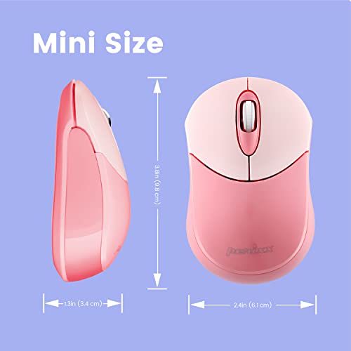 Perixx PERIMICE-802PK Wireless Bluetooth Mouse - Portable Design - Compatible with Windows, iOS, and Android PC, Laptop, Tablet, and Smartphone - Pink (12141) - color: Pink, size: Pack of 1