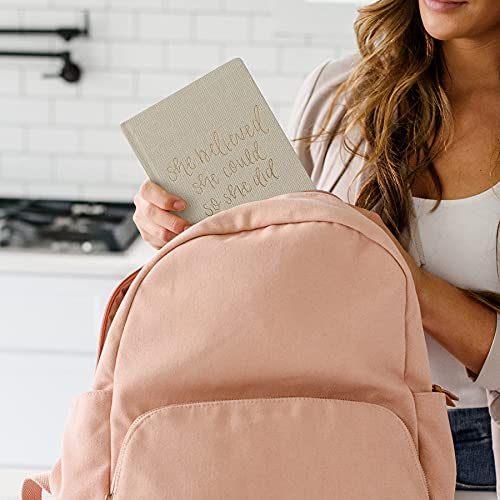 Sweet Water Decor Cute Motivational Lined Composition Notebook for Women, 100 Ruled Pages for Writing, Diary with Fabric Inspirational Cover (Tan She Believed She Could) - style: Tan She Believed She Could