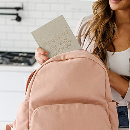Sweet Water Decor Cute Motivational Lined Composition Notebook for Women, 100 Ruled Pages for Writing, Diary with Fabric Inspirational Cover (Tan She Believed She Could) - style: Tan She Believed She Could