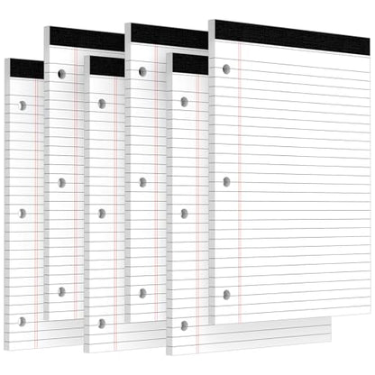 3 Hole Legal Pad 8.5 x 11, 6 Pack White Note Pads, Wide Ruled Notepads | 30 Sheets/Pack, Notebook Paper for Binder, Writing Paper Pads, 3 Rings Notepads , Lined Paper 8.5x11, Sturdy Back - style: 6 Pack-30 Sheets/Pad-White