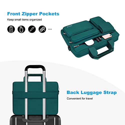 MOSISO Laptop Shoulder Bag 15.6 inch, 15-15.6 inch Computer Bag | Compatible with MacBook Pro 16 inch, HP, Dell, Lenovo with 2 Raised&1 Flapover&1 Horizontal Pocket&Handle&Belt, Teal Green - color: Teal Green, size: 16 inch
