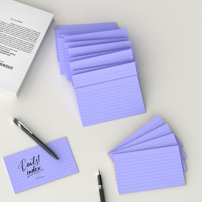 250 Count Index Cards 3x5 Inch 180gsm, Heavy Weight Purple Color Flash Card (50 Sheets Each), Note Taking for Students, Teachers, Professionals, Study Note Cards for Office Home School - color: Purple