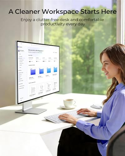 seenda Wireless Keyboard and Mouse Combo, Rechargeable Quiet Keyboard Mouse, Sleek and Ultra Thin Design, Full-Size with Number Pad for Windows, Laptop, PC, Notebook, Desktop- Silver and White - color: White and Silver