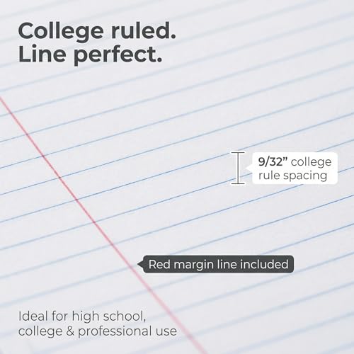 Single Subject Spiral Notebook, 70 Ruled Pages, 10.5 x 8 Inch, College Ruled Paper, Wire Bound Notebook for School, College, Office & Home Pack of 12