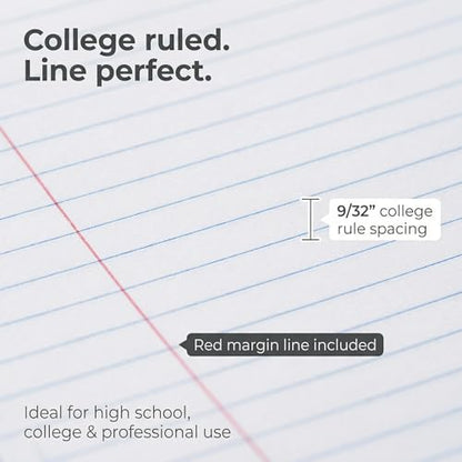 Single Subject Spiral Notebook, 70 Ruled Pages, 10.5 x 8 Inch, College Ruled Paper, Wire Bound Notebook for School, College, Office & Home Pack of 12