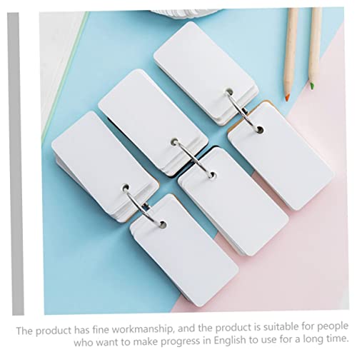 Lurrose 8pcs Blank Flashcards with Binder Ring Portable Memory Cards for Studying Simple Black Paper Cover and Kraft Paper Design for Notes DIY Learning Tools - size: 7X4CM