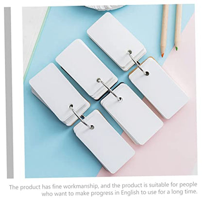 Lurrose 8pcs Blank Flashcards with Binder Ring Portable Memory Cards for Studying Simple Black Paper Cover and Kraft Paper Design for Notes DIY Learning Tools - size: 7X4CM