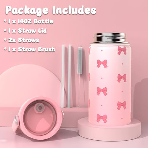 DIGOBAY Girls Backpack - Includes 14oz Insulated Water Bottle, Girls School Backpack Set with Lunch Bag & Pencil Case Teens for School (Black-Pink)