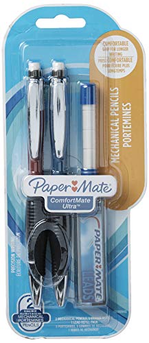 Paper Mate Comfort Mate Ultra Mechanical Pencil Set, 0.5mm, HB #2, Assorted Colors, with lead and eraser, 4 Count | HB #2, Assorted Colors, With Lead and Eraser