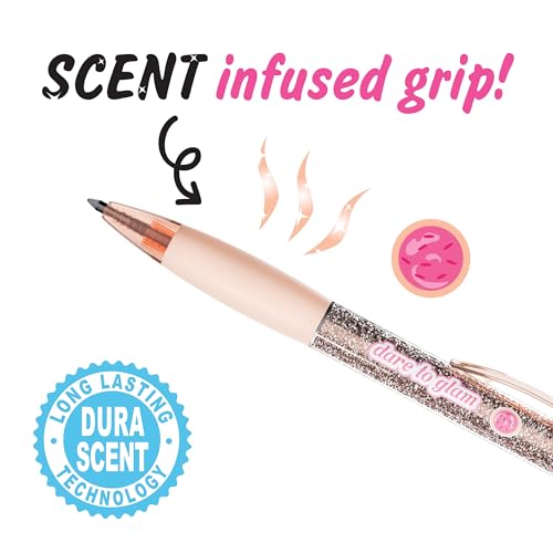 Glitter Glam Smens - Patented Gourmet Scented Black Glitter Gel Ink Pens, Medium Point, 6 Count - Fun, Cute, Cool, Smelly Pens for Kids - color: Glitter Glam