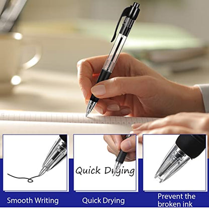 Fainne 200 Pack Retractable Ballpoint Pen 1.0 mm Medium Point Refillable Smooth Click Writing Pens With Grip for Work Journal Writing Office School Supplies(Black Ink) - color: Black Ink