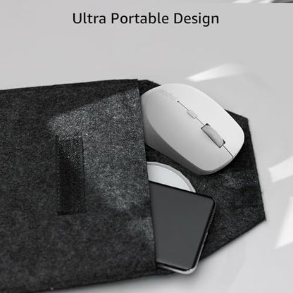 Rapoo M300G Silent Wireless Mouse, Bluetooth Mouse for Laptop, 2.4GHz with USB Receiver, 2400 Adjustable DPI Optical Tracking, 1 Year Battery Life, Compatible with PC, Grey - color: Light Grey