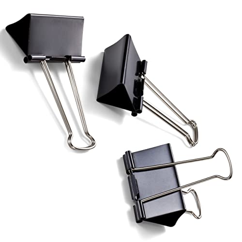 Officemate Large Binder Clips, 2 inch Wide, 1 inch Capacity, Box of 12 (99100) - color: Black, size: Large
