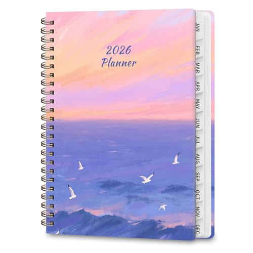 2026 Planner, Weekly and Monthly Calendar Planner Agenda, Jan 2026 - Dec 2026, Planning Academic Book, Office Desk Accessories and School Supplies - A5 (6.3'' x 8.5'') - color: D-Ocean Sunset
