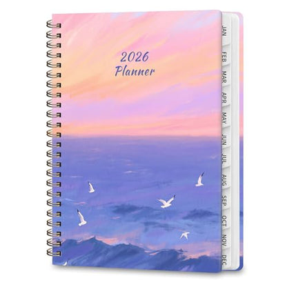 2026 Planner, Weekly and Monthly Calendar Planner Agenda, Jan 2026 - Dec 2026, Planning Academic Book, Office Desk Accessories and School Supplies - A5 (6.3'' x 8.5'') - color: D-Ocean Sunset