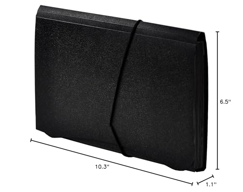 Lion 13-Pocket Small Ex panding File, 5-3/4 x 8-1/2 Inches, Black, 1 File (94300-BK)