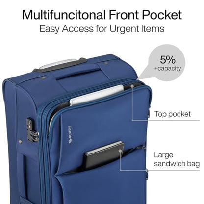 Hanke 24 Inch Luggage Expandable Softside Checked Suitcases with Spinner Wheels, Upright Rolling Luggage Suitcases Travel TSA Luggage Bag for Women Men(Blue) - color: Blue, size: 24 Inch Checked in