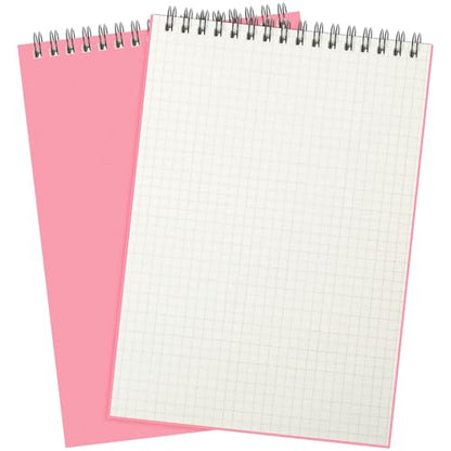 Engrowtic 2 Pack Graph Paper Spiral Notepad A5 Top Wirebound Notepad Grid Notebook Steno Pad Memo Notebook Grid Paper 140 Pages for Writing Sketching Drawing Office Supply (Pink) - color: Pink