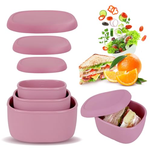 Anatole Silicone Food Storage Containers Set of 3 Lunch Box Bento with Lids BPA Free Dishwasher Microwave Oven Freezer Safe (6.7oz, 10oz, 20oz) - color: 3 Pack - Pink