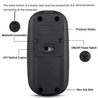 KLO Bluetooth Mouse for MacBook/Laptop/Notebook/pc/iPad/Chromebook, Wireless Mouse for MacBook Pro/AIR (Grey) - color: Grey