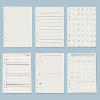 Harphia A5 6 Holes Binder Refill Value Set,90sheets weekly plan paper with sticker and divider,week planner inserts with binder pockets for A5 binder 6 hole refillable notebook,005da5week - color: Week Paper Set, size: A5