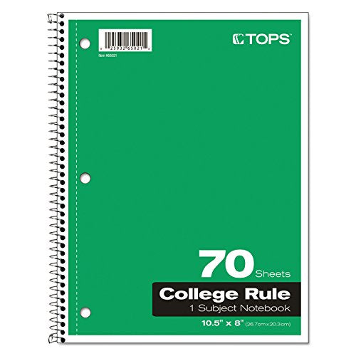 Oxford Spiral Notebook, 1-Subject, College Ruled Paper, 70 Sheets, Color May Vary, 1/Notebook (65021) (Pack of 1) - style: 70 Sheets (College Rule)