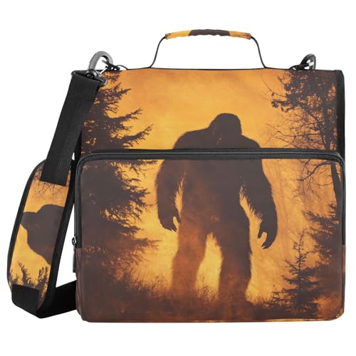 Zipper Binder Retro Ape Monster Red Decor Trapper Keeper 3 Ring Binder Bag Multiple Pockets & Storage Organizer, 500 Sheet Capacity with Shoulder Strap - color: Multi-ape