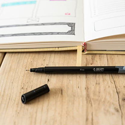 Bic Intensity 0.4 mm Fine Point Writing Felt Tip Pens (Pack of 12) 12 Black - color: Black