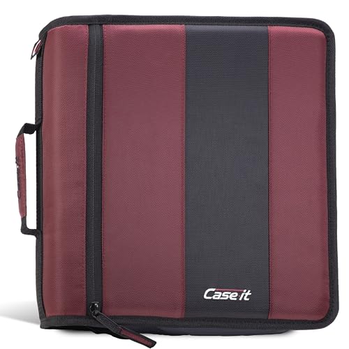 Case-it School Zipper Binder | 2-Inch O-Rings | 350-Sheet | D-251 Burgundy | Classic, Multiple Storage Pockets, Shoulder Strap, School & Office Organizer - color: Burgundy, size: 1 Pack