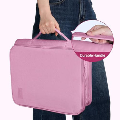 SUNEE Zippered Binder Bag with Handle, 2-Inch 3-Ring O-Ring, 500-Sheet Capacity, Includes Zip Pocket, 5-Tab Expanding File Folder, Multi-Pocket Organizer Binder for Middle School, Grape Purple - color: Grape Purple