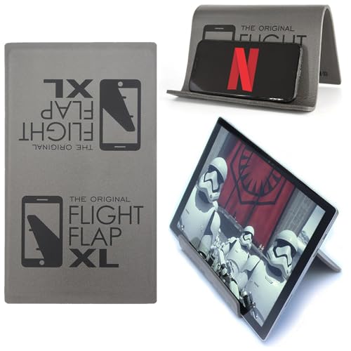 Flight Flap Airplane Tablet Holder, Flexible Cell Phone and Tablet Holder Extra Large, Folding Cellphone Stand for Desk, Kindle, Bed, Airplane Gadgets Long Travel Essentials (Gray) - color: Gray, size: Extra Large